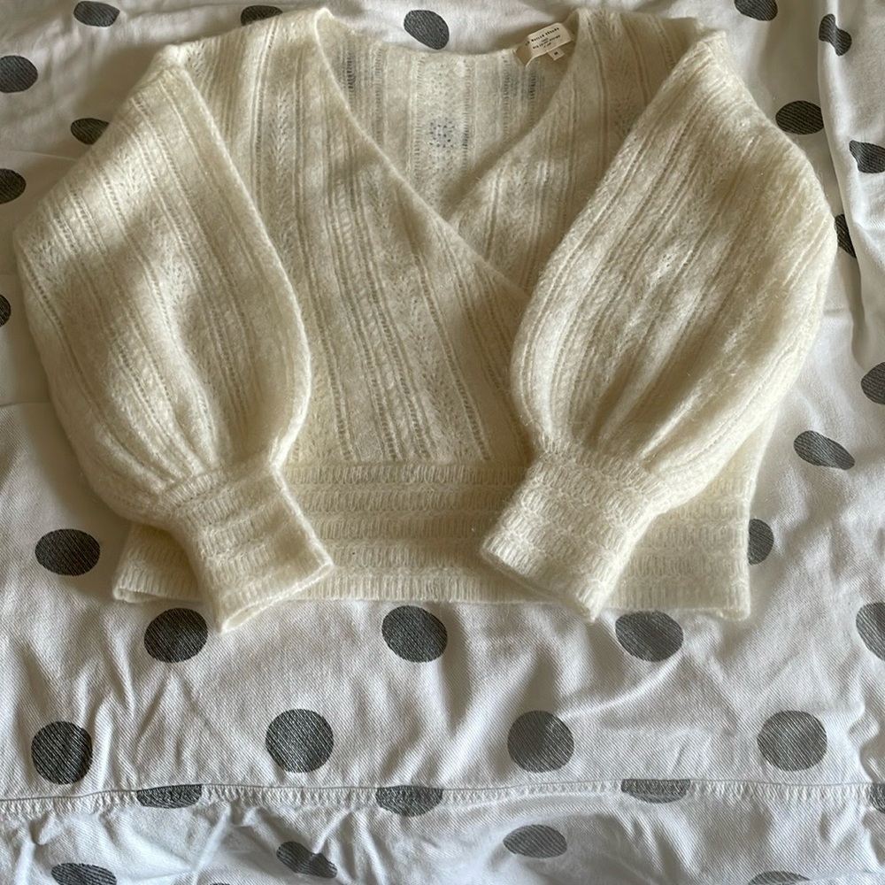 Sezane Cristina Pointelle Wrap Sweater